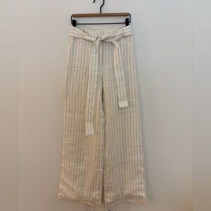 Alexis Cream and Gray Striped Wide-Leg Pants